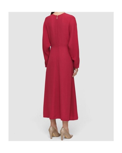 Joseph Red Long-Sleeve Midi Dress