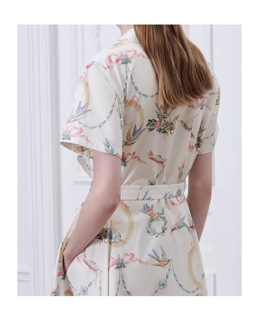 Dior White Qixi Belted Shirtdress