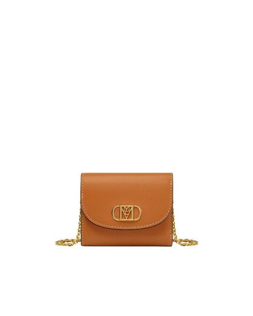 MCM Brown Mini Mode Travia Logo Plaque Wallet