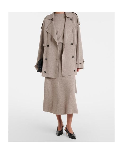 Jardin Des Orangers Natural Cropped Wool And Cashmere Trench Coat