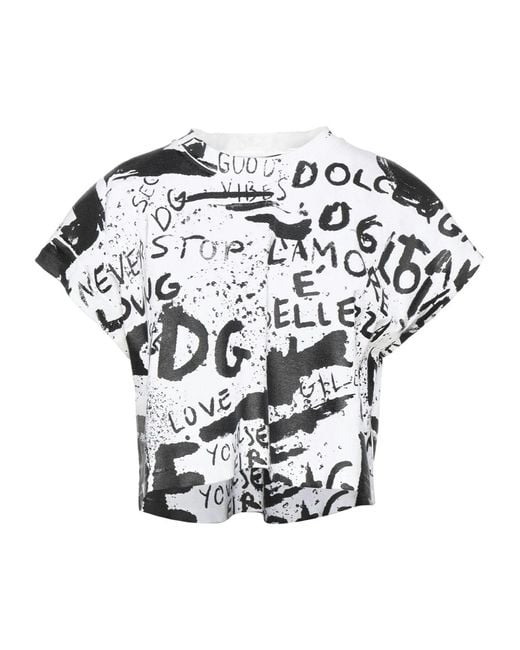 Dolce & Gabbana White Two-Tone Stretch T-Shirt