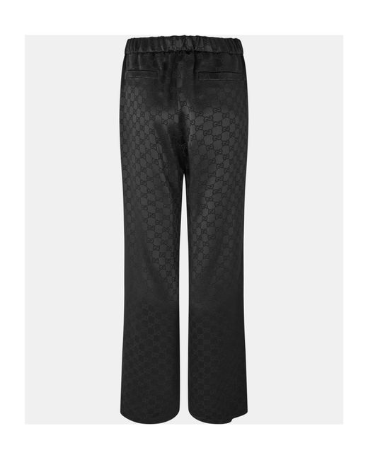 Gucci Black Logo Wide-Leg Track Pants