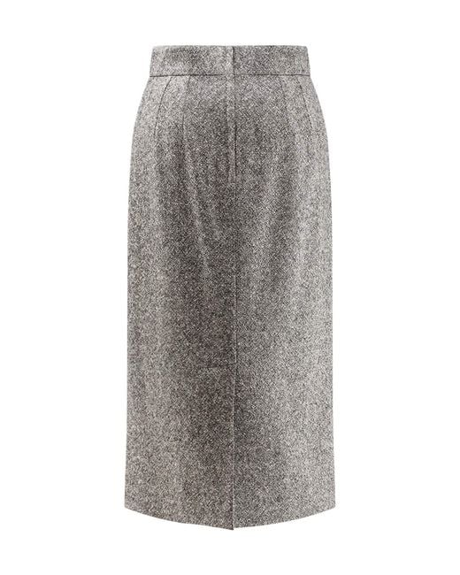 Dolce & Gabbana Gray Back Slit Midi Skirt