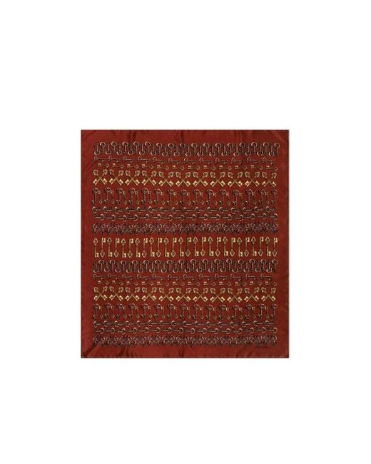 Dolce & Gabbana Red Silk Printed Silk Scarf for men
