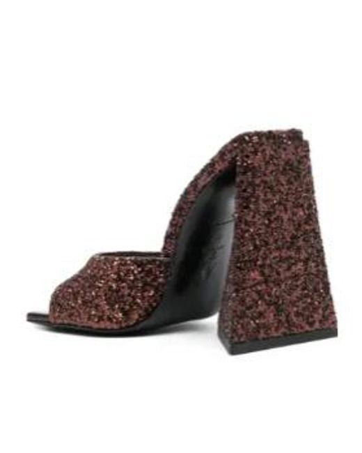 The Attico Brown Devon Sequin-Embellished Mules