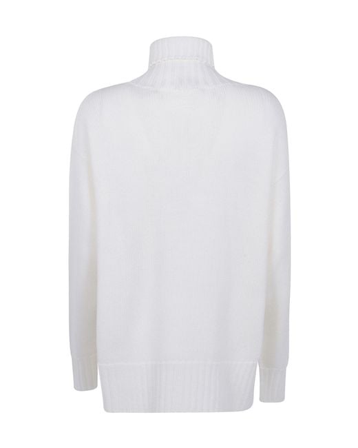 Drumohr White Long-Sleeve High-Neck Top