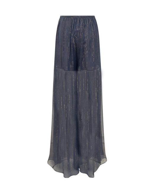 Rochas Blue Sheer Wide Leg Pants