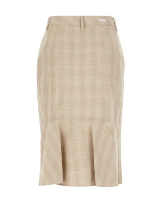 Iceberg Natural Check Ruffled Midi Skirt