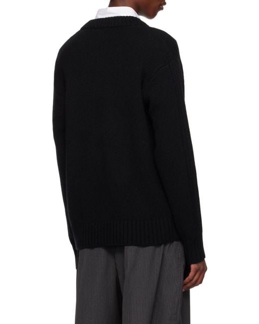 Lisa Yang Black V-Neck Ribbed Knitwear for men