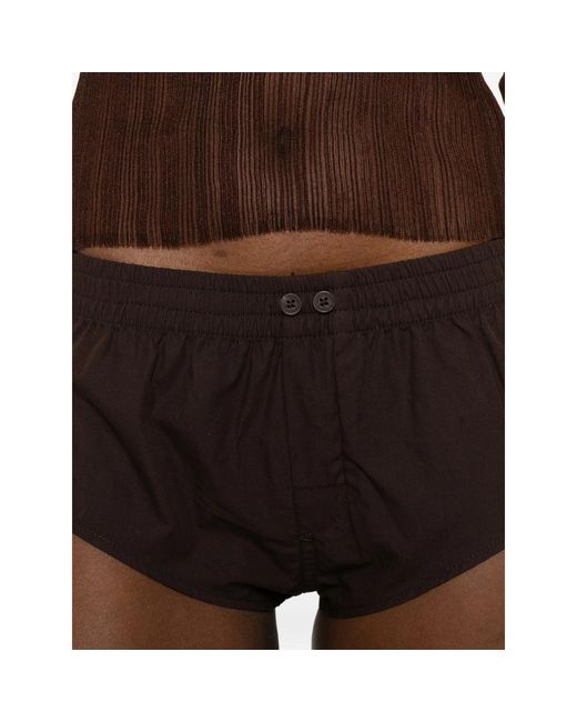 Entire studios Brown Pixie Buttoned Mini Shorts