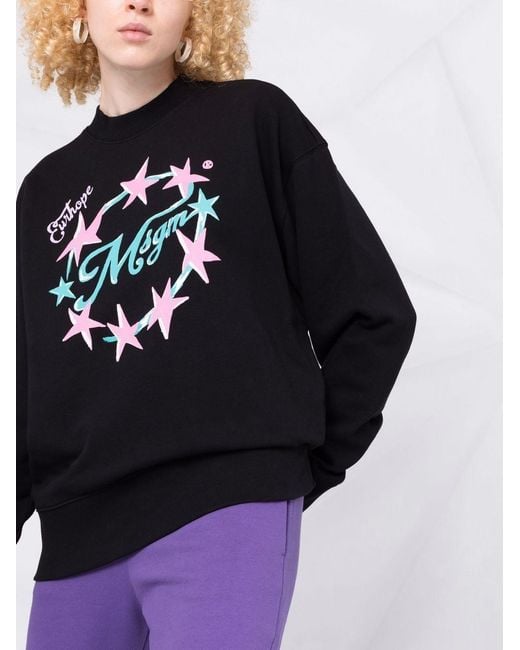 MSGM Black Logo-Print Sweatshirt