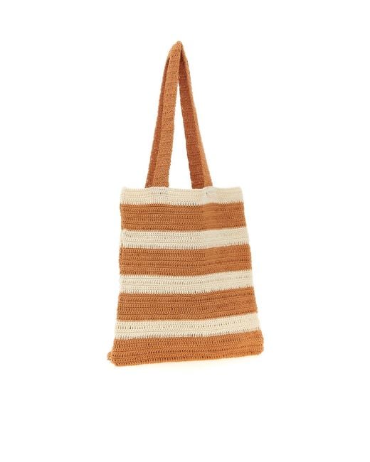Bode Metallic Striped Design Tote Bag