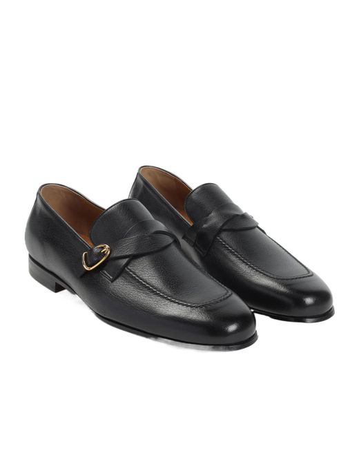 Tom Ford Black Buckle-Detail Leather Loafers for men