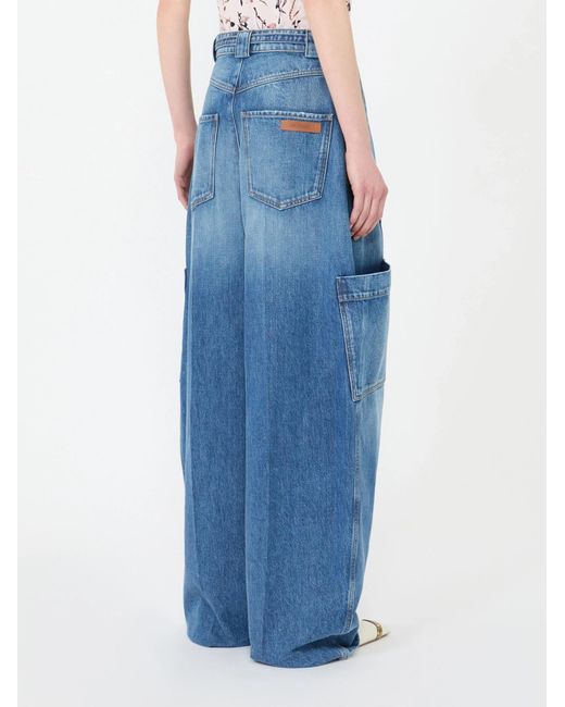 Sportmax Blue Spdlastra Oversized Denim Cargo Jeans