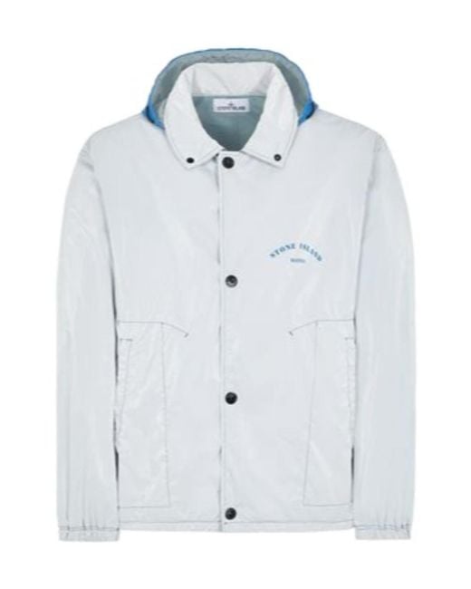 Stone Island Blue Marina Logo-Print Hooded Jacket for men