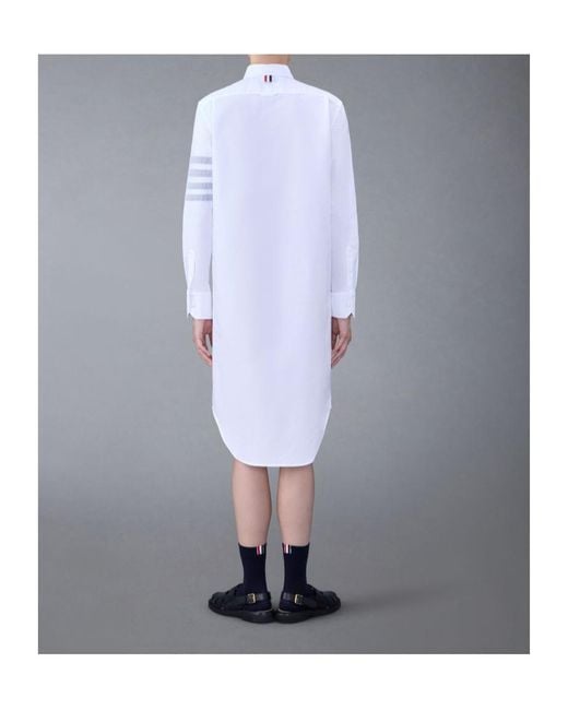 Thom Browne Blue 4-Bar Long-Sleeved Shirt Dress