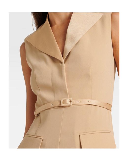 Roland Mouret Natural Belted Crêpe Satin Midi Dress