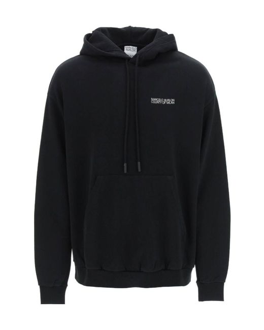 Marcelo Burlon Black County Of Milan Logo Printed Drawstring Hoodie for men