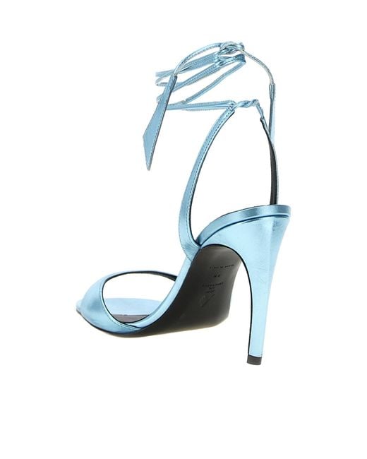 The Attico Blue Ora Laminated Square Toe Sandals