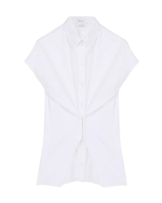 McQueen White Gathered Short Sleeved Shirt