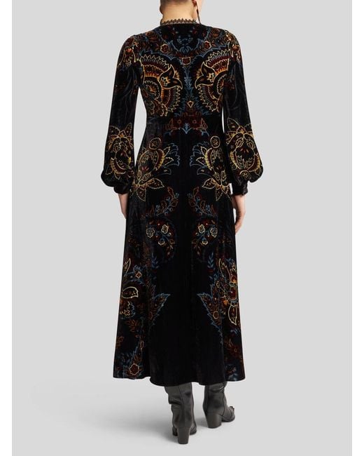 Etro Black Printed Velvet Dress