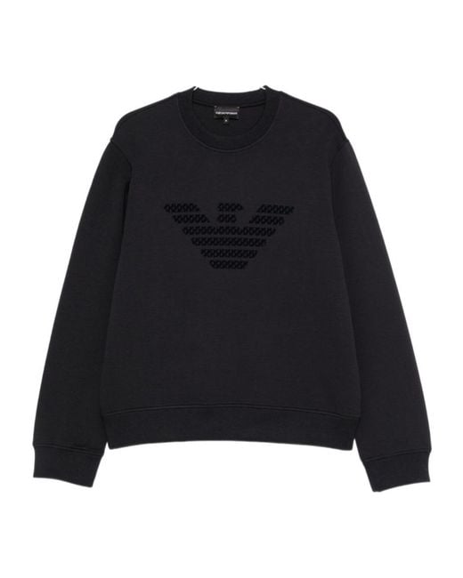 Emporio Armani Black Logo-Print Crew-Neck Sweatshirt for men