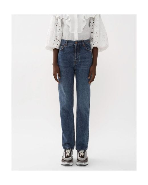 Chloé Blue High-Waisted Straight-Leg Jeans