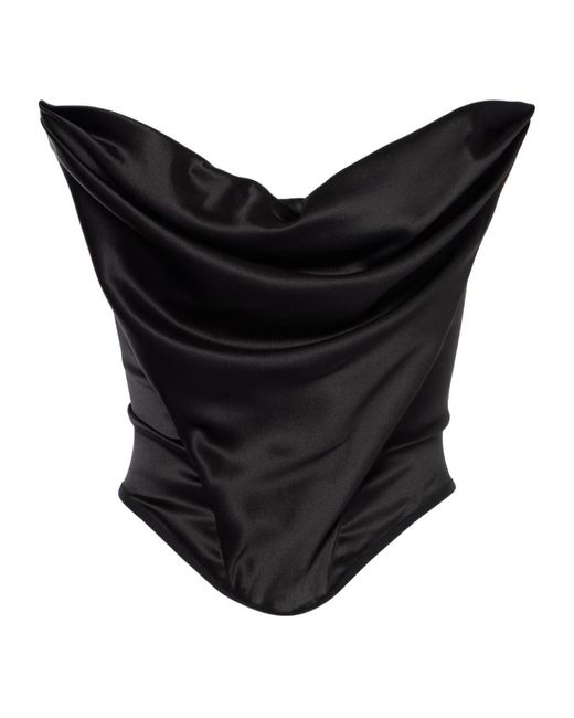 Magda Butrym Black Draped Silk-Blend Satin Corset