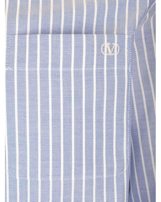 Valentino Blue Striped Button-Up Shirt for men