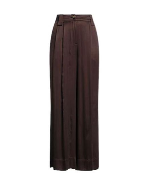 Ganni Brown High-Waisted Wide-Leg Pants