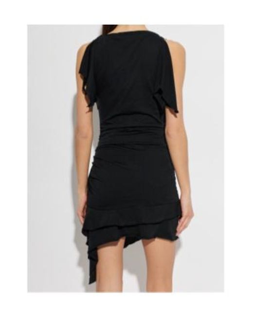 Isabel Marant Black Ruffled Ruched Dress