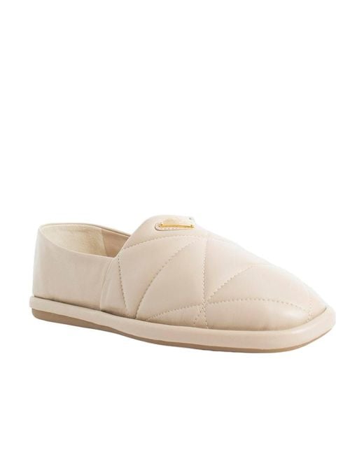 Prada Natural Logo Detail Flat Shoes