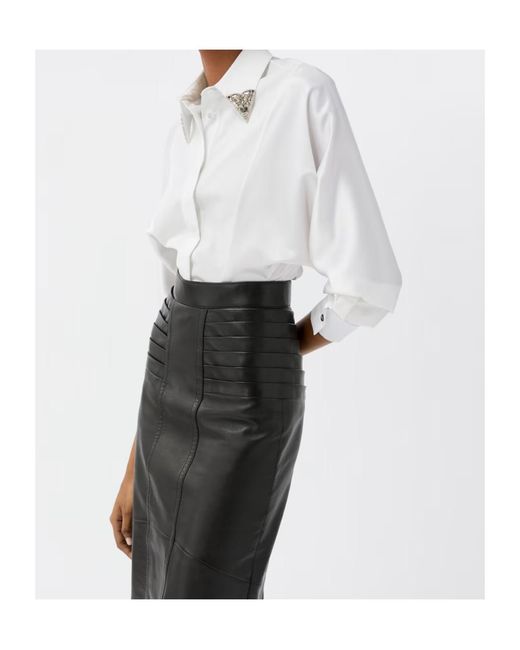 Versace White Embellished Long-Sleeved Poplin Shirt