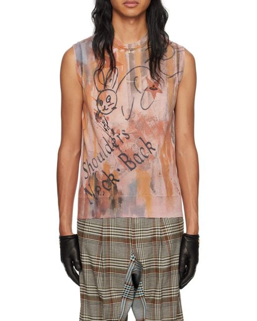 Vivienne Westwood Pink Graphic Sleeveless Knitted Top for men