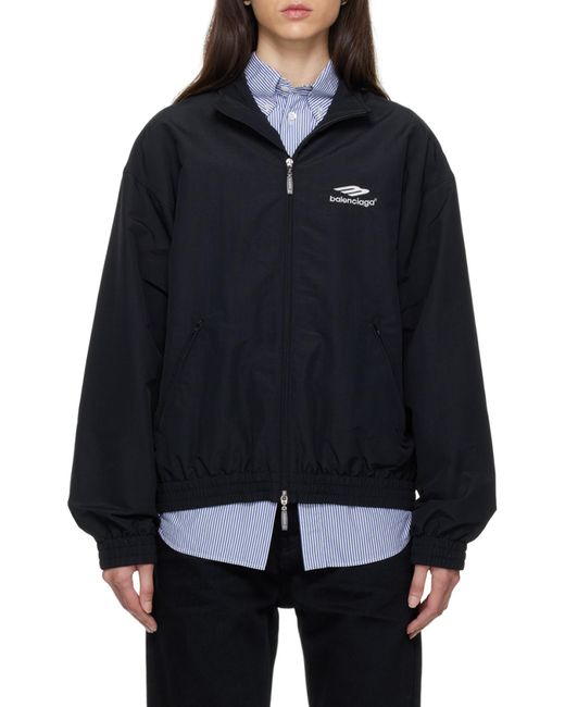 Balenciaga Black Embroidered-Logo Sports Jacket