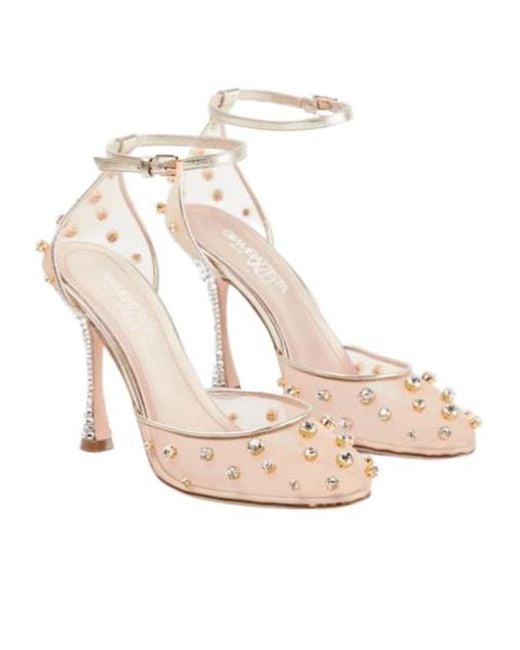 Giambattista Valli Natural Embellished Mesh Pumps