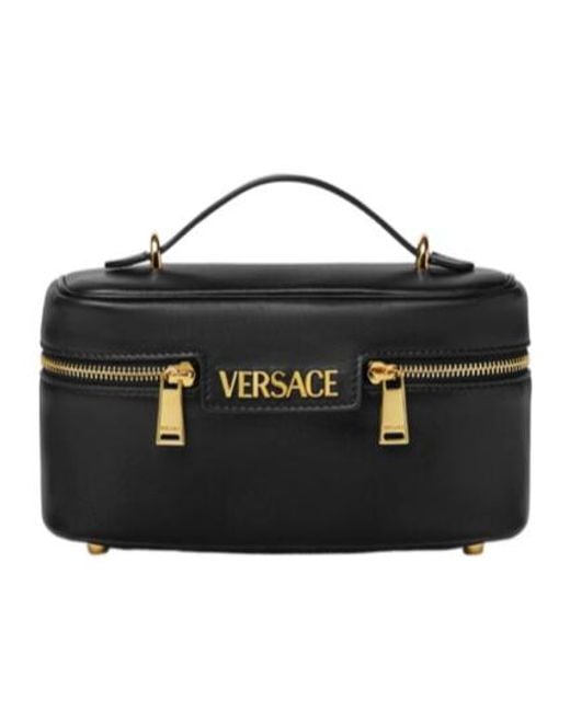 Versace Tag Zipped Vanity Bag in Black | Lyst