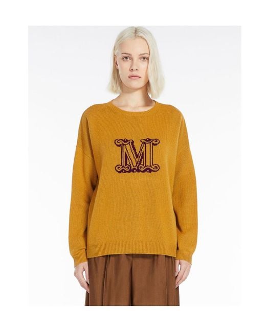 Max Mara Yellow Jacquard Knitted Sweater
