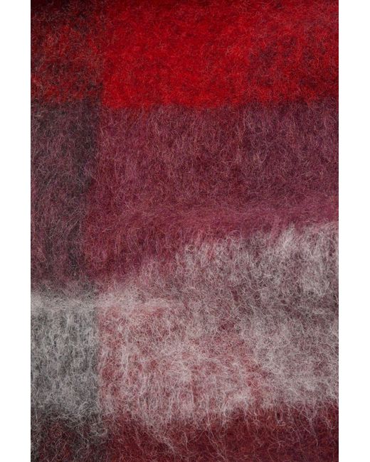 Acne Red Logo Patch Checked Scarf for men