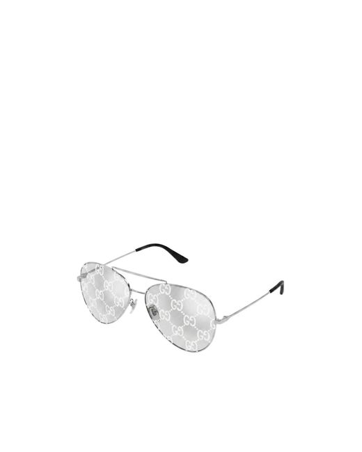 Gucci White Eyewear Pilot Frame Sunglasses for men