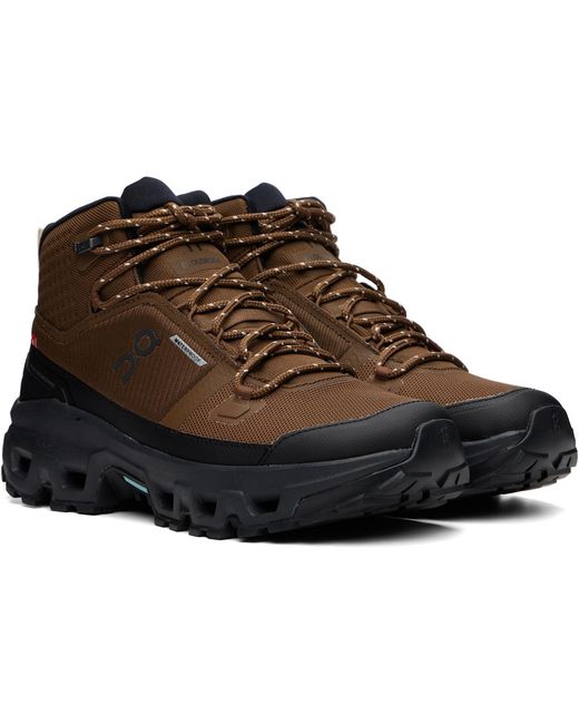 On Shoes Brown Cloudrock Mid Waterproof High-Top Sneakers for men