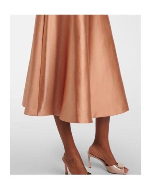 Carolina Herrera Brown Satin Midi Skirt