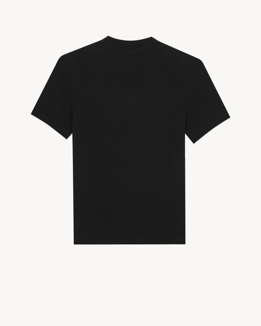 Saint Laurent Black Cassandre Ribbed T-Shirt for men