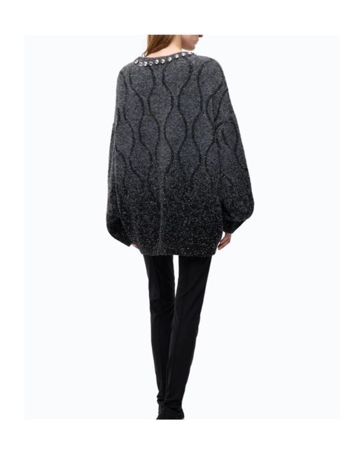 Pinko Black Crystal-Embellished Sequin-Pattern Sweater