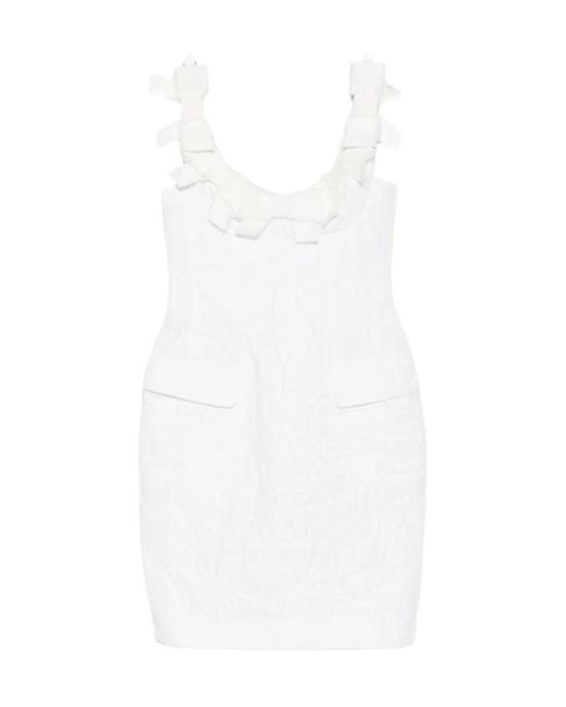 ShuShu/Tong White Bow Pocket Mini Dress