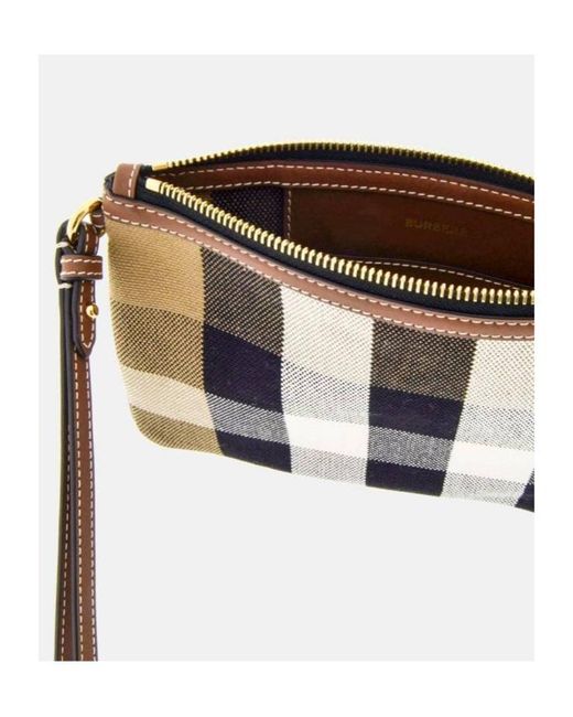 Burberry Blue Checked Zip-Up Clutch Bag