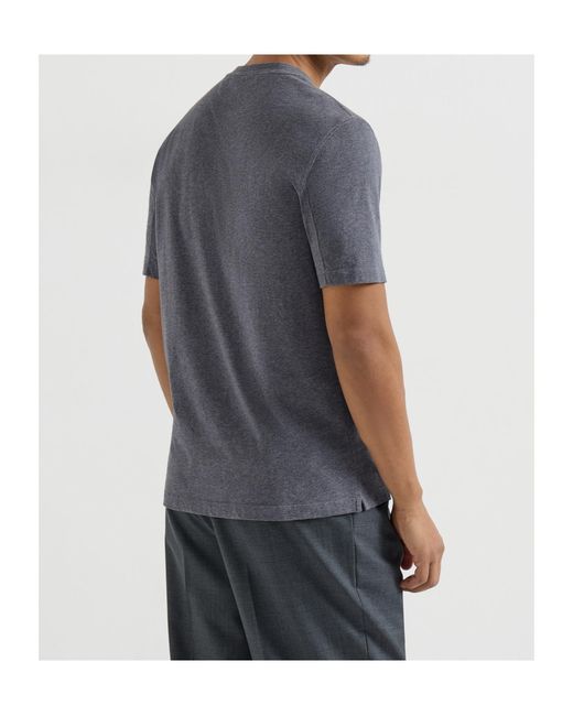 Brunello Cucinelli Gray Graphic Printed Crewneck T-Shirt for men