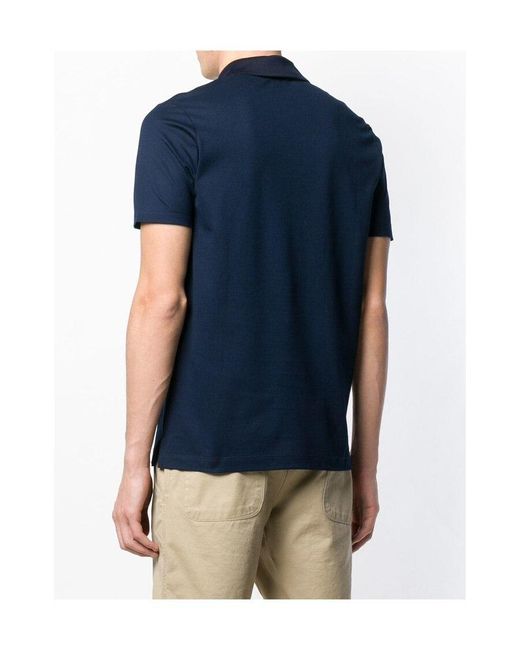 Paul & Shark Blue Logo Patch Short Sleeved Polo Shirt for men
