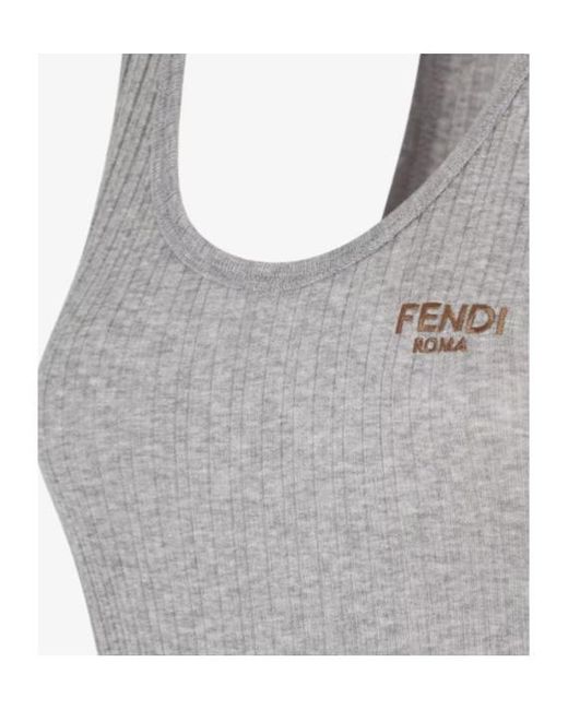 Fendi Gray Jersey Top