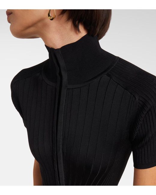 Mugler Black Ribbed Knit Dress